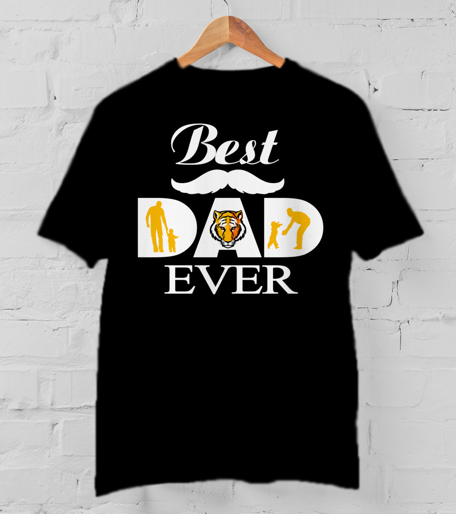Best Dad Ever Tiger Silhouette Father And Child T-Shirt