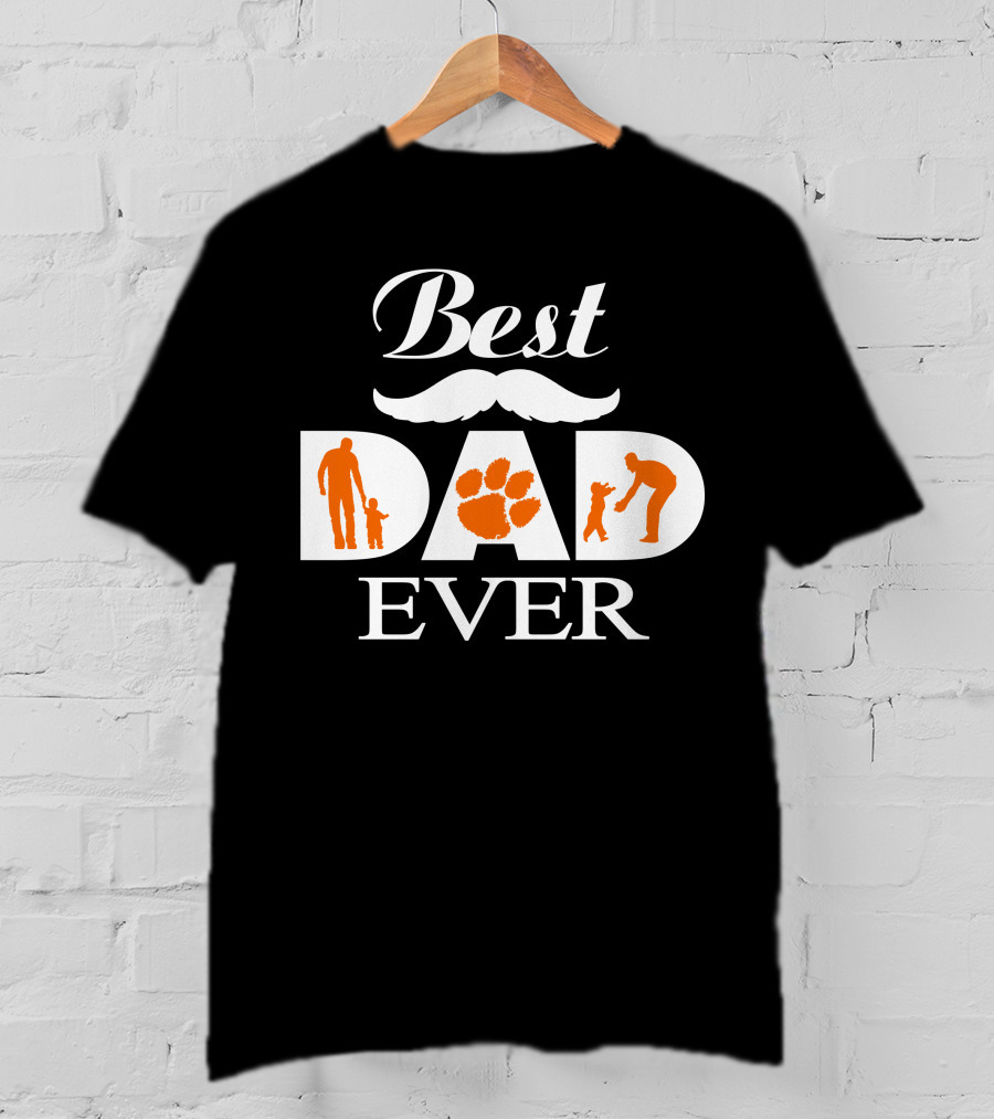 Best Dad Ever Clemson Tigers Paw Silhouette T-Shirt