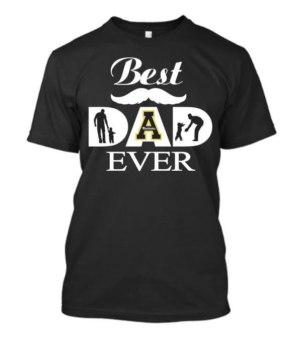 Appalachian State Mountaineers Best Dad Ever With Silhouette Imagery And Mustache T-Shirt