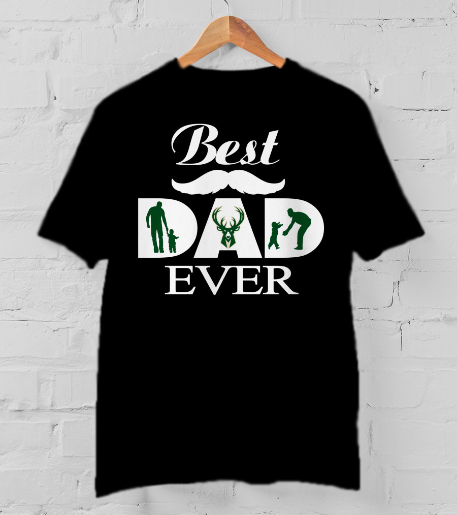 Best Dad Ever Milwaukee Bucks 202 Iconic Father's Day Mustache T-Shirt