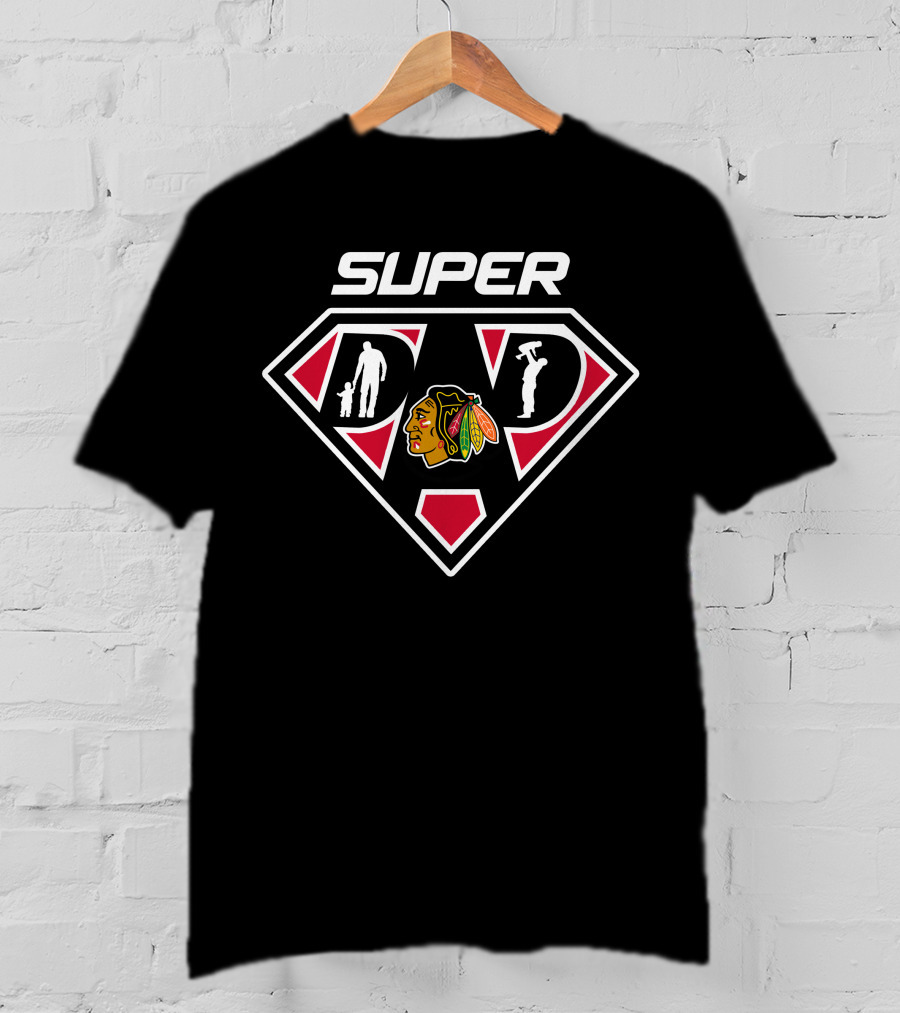 Super Dad Chicago Blackhawks Logo Badge T-Shirt