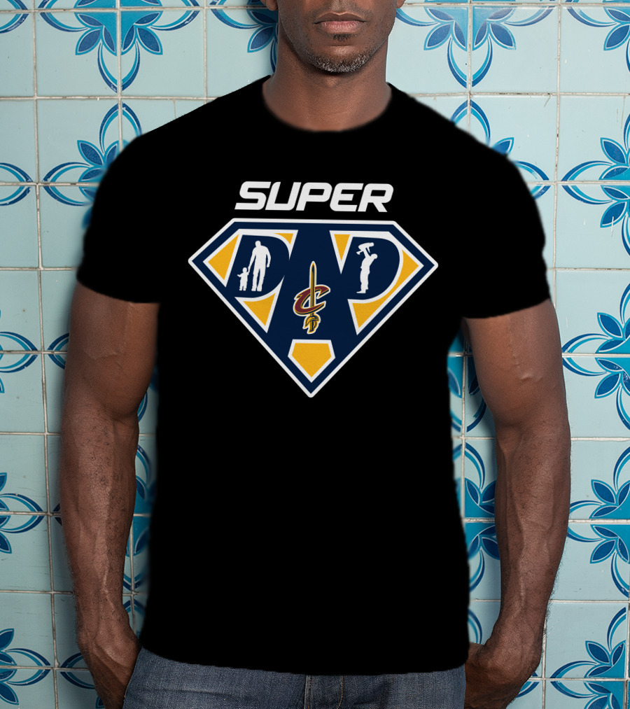Cleveland Cavaliers Super Dad Emblem With Silhouettes T-Shirt