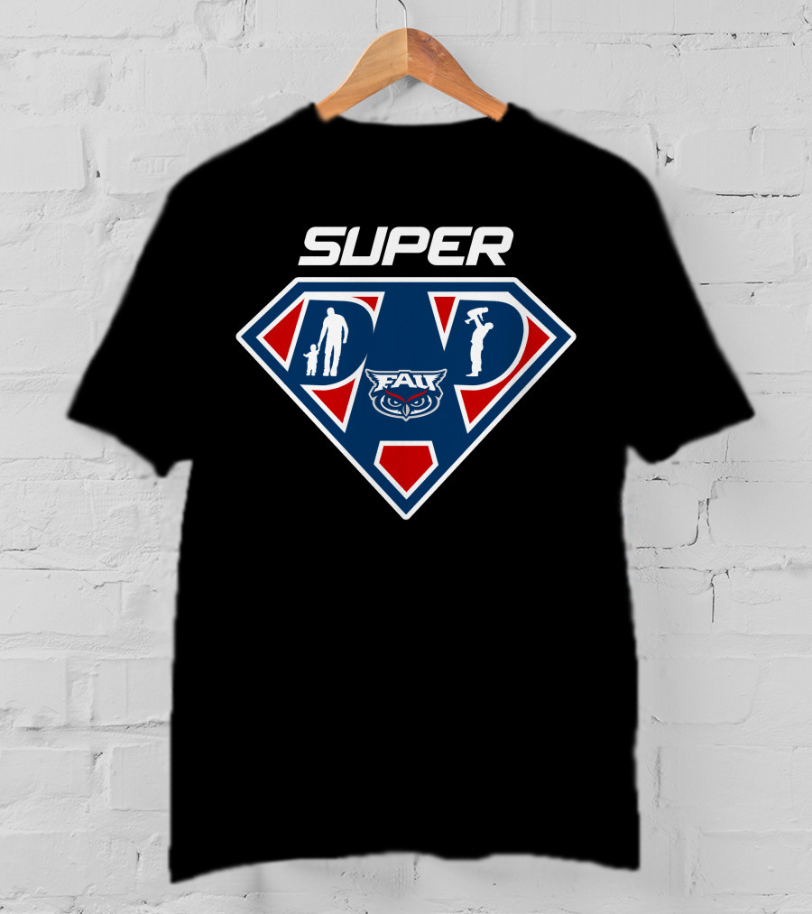 Super Dad Fau Florida Atlantic Owls Shield T-Shirt