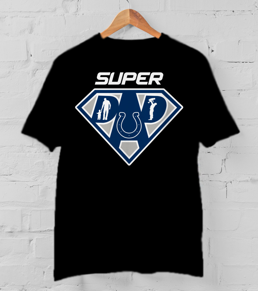 Indianapolis Colts Super Dad Heroic Logo Emblem Father's Day T-Shirt