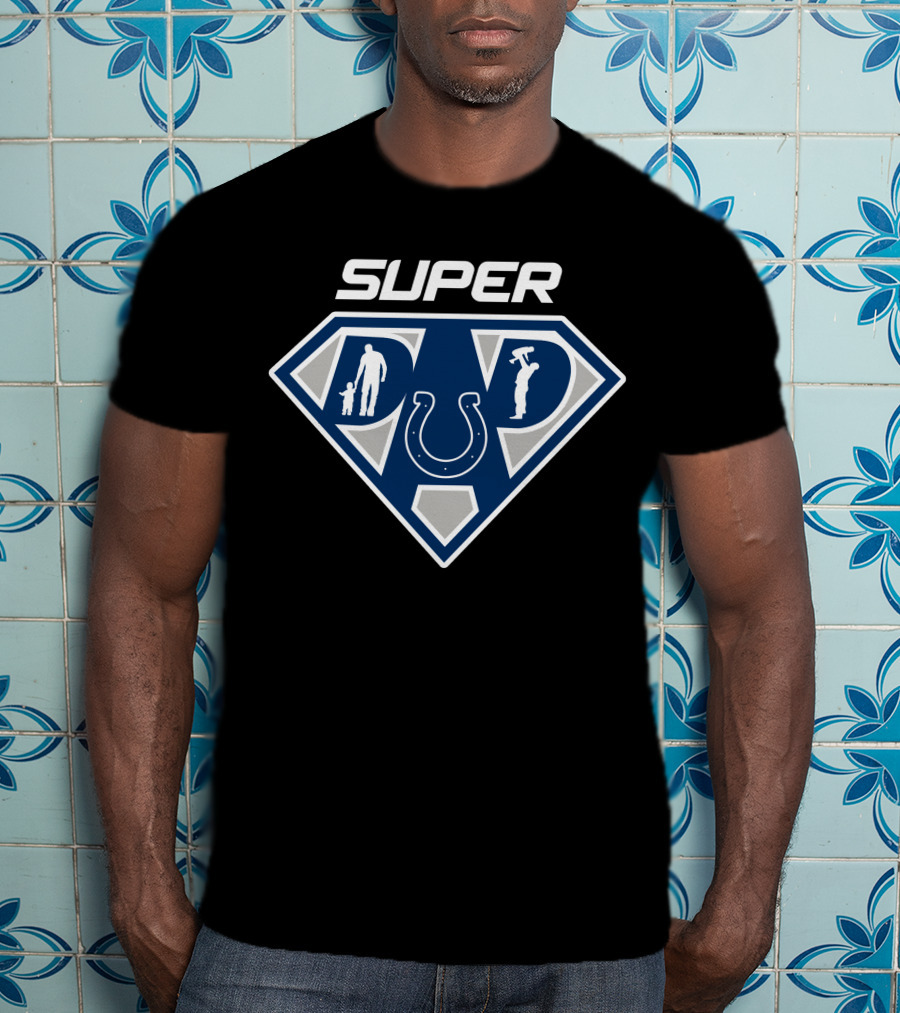 Indianapolis Colts Super Dad Heroic Logo Emblem Father's Day T-Shirt