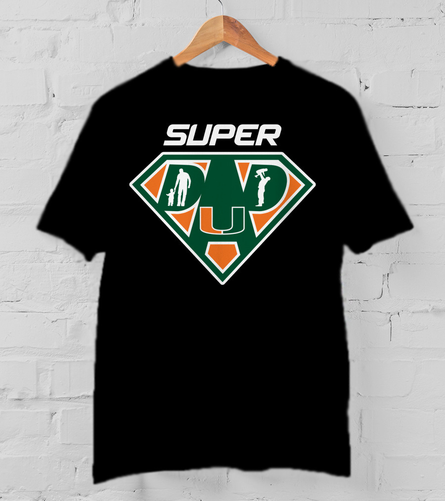 Miami Hurricanes Super Dad U Symbol Hero T-Shirt