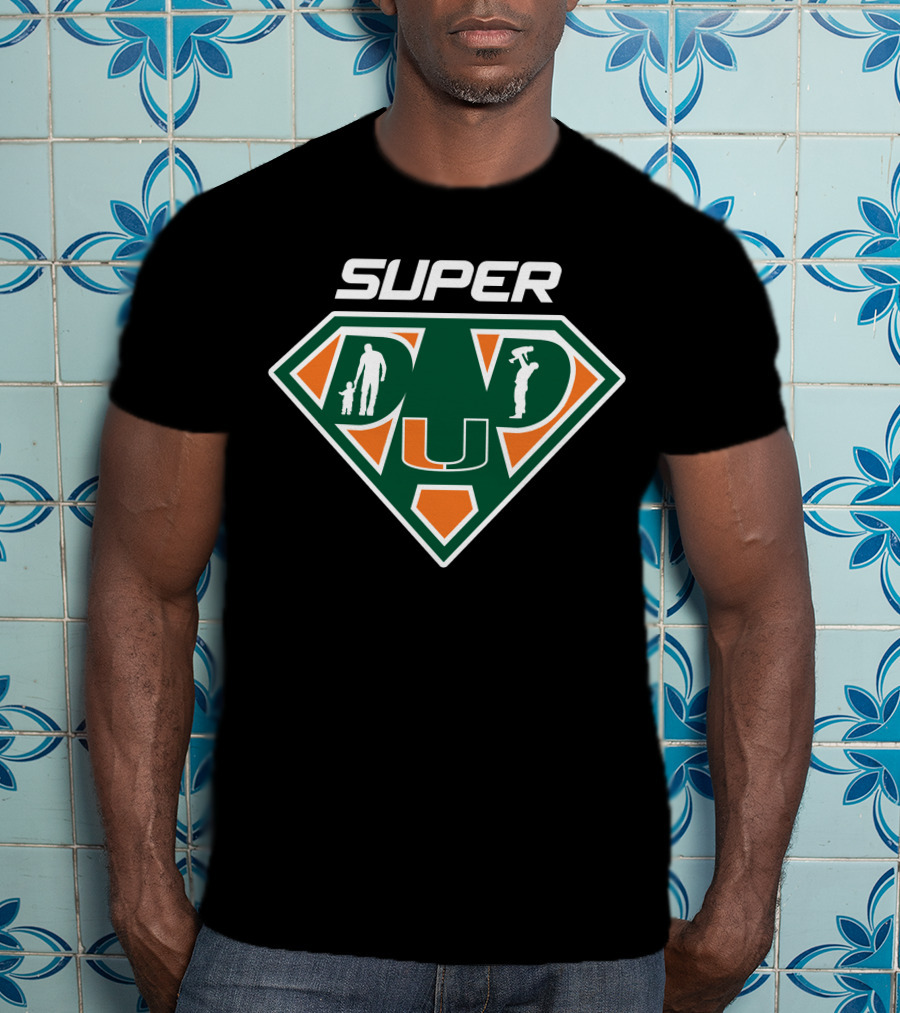 Miami Hurricanes Super Dad U Symbol Hero T-Shirt