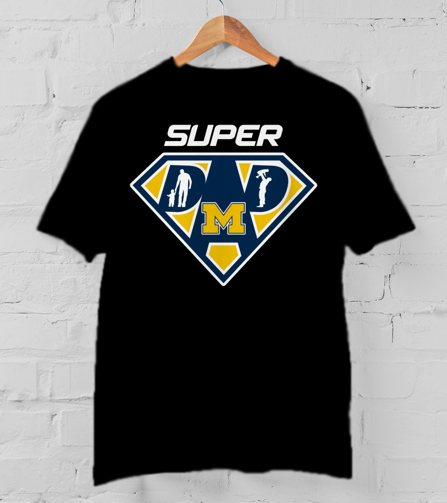 Super Michigan Wolverines M Dad T-Shirt
