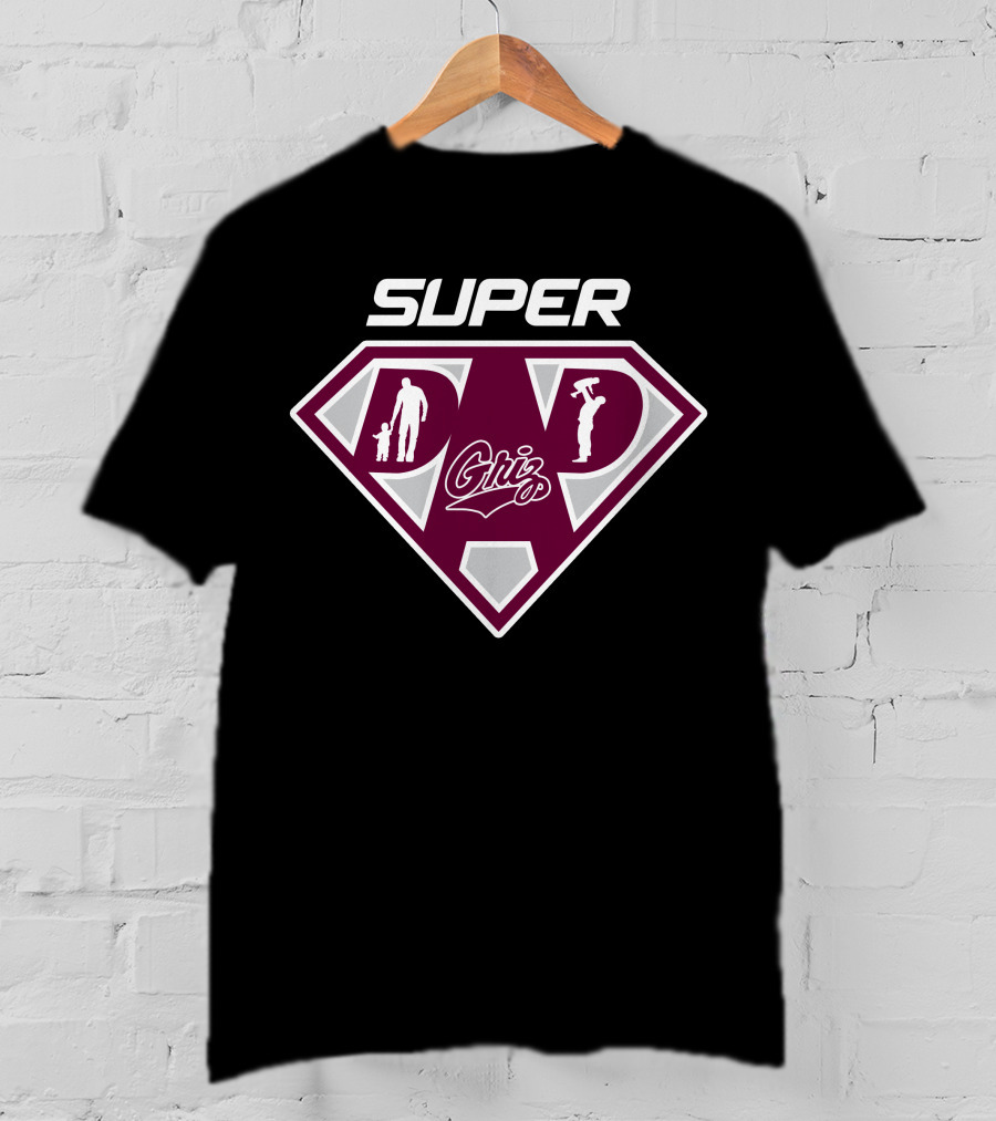 Montana Grizzlies Super Dad Shield Logo With Griz T-Shirt