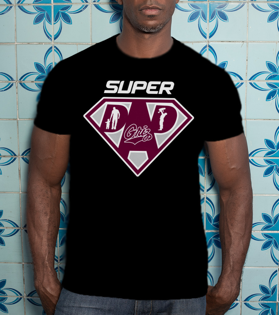 Montana Grizzlies Super Dad Shield Logo With Griz T-Shirt