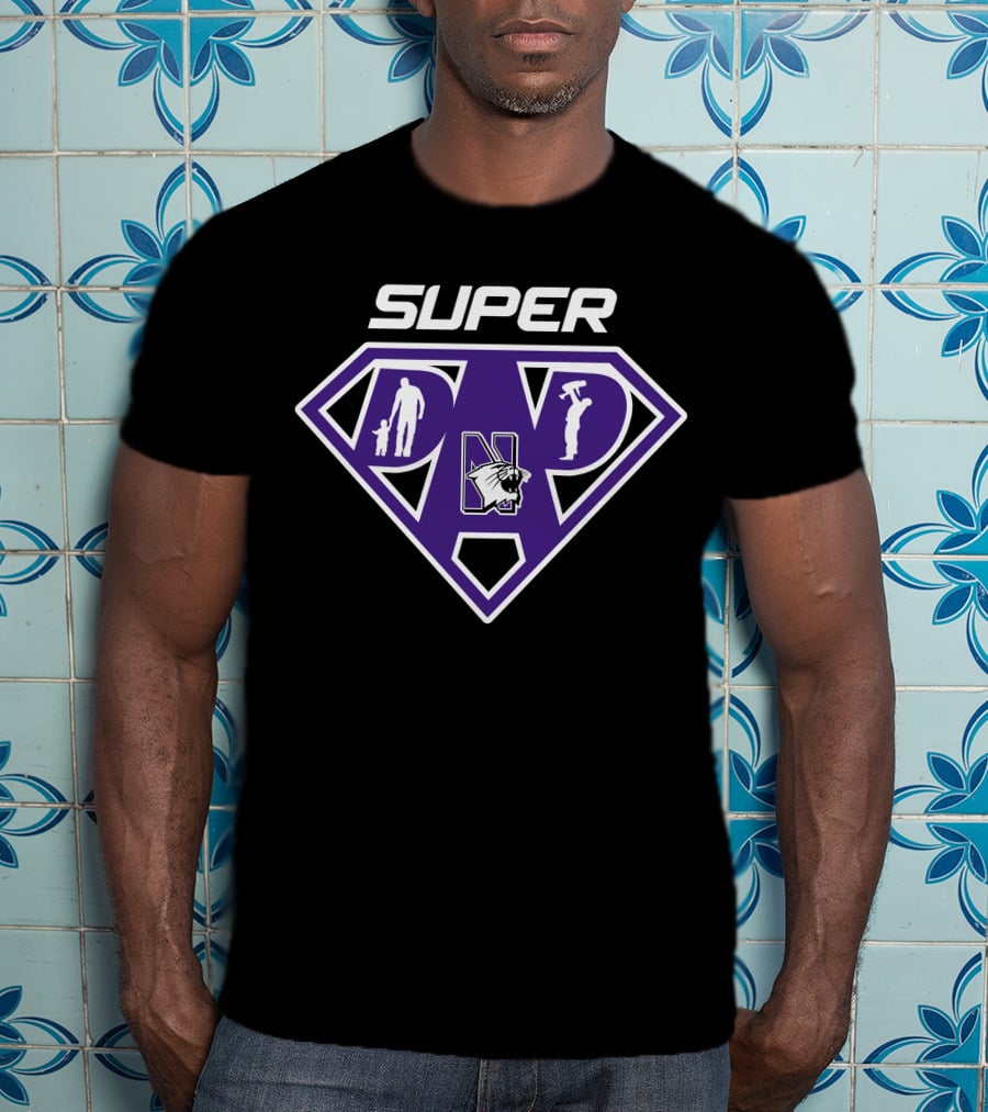 Northwestern Wildcats Super Dad Shield With Iconic Family And Tool Symbolism T-Shirt
