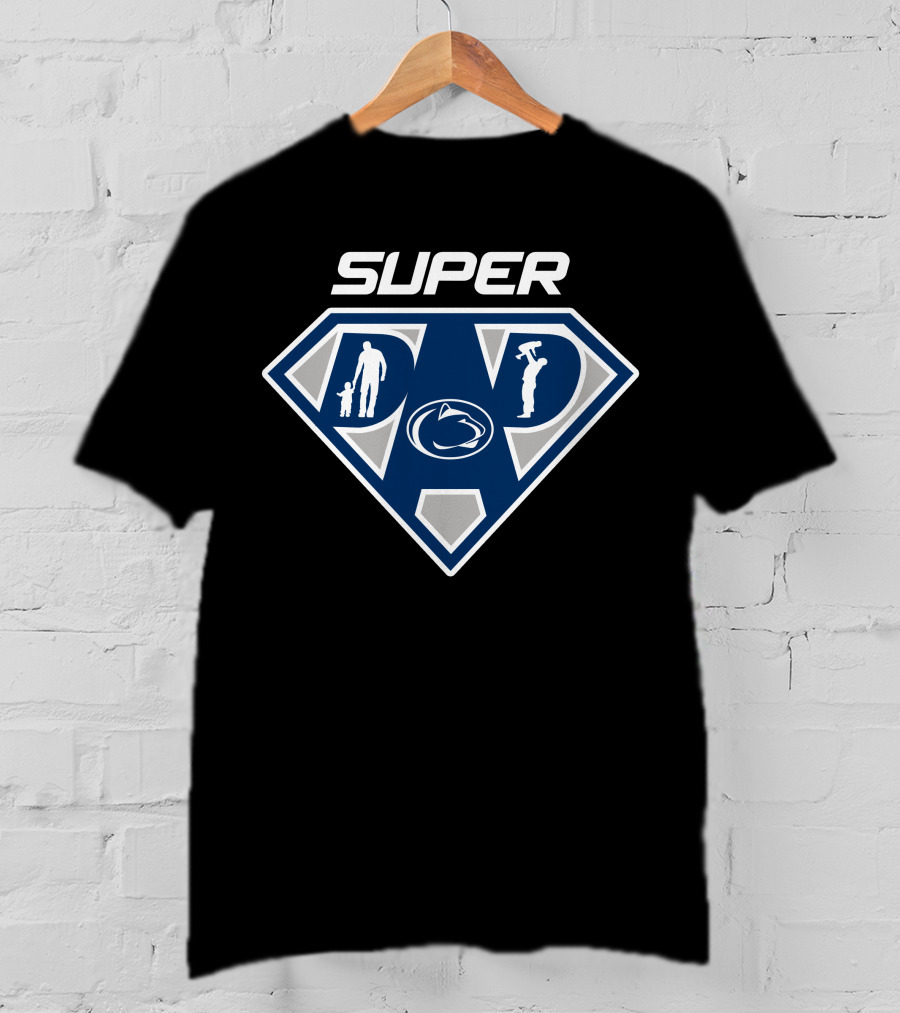Penn State Nittany Lions Super Dad Shield With Logos And Figures T-Shirt