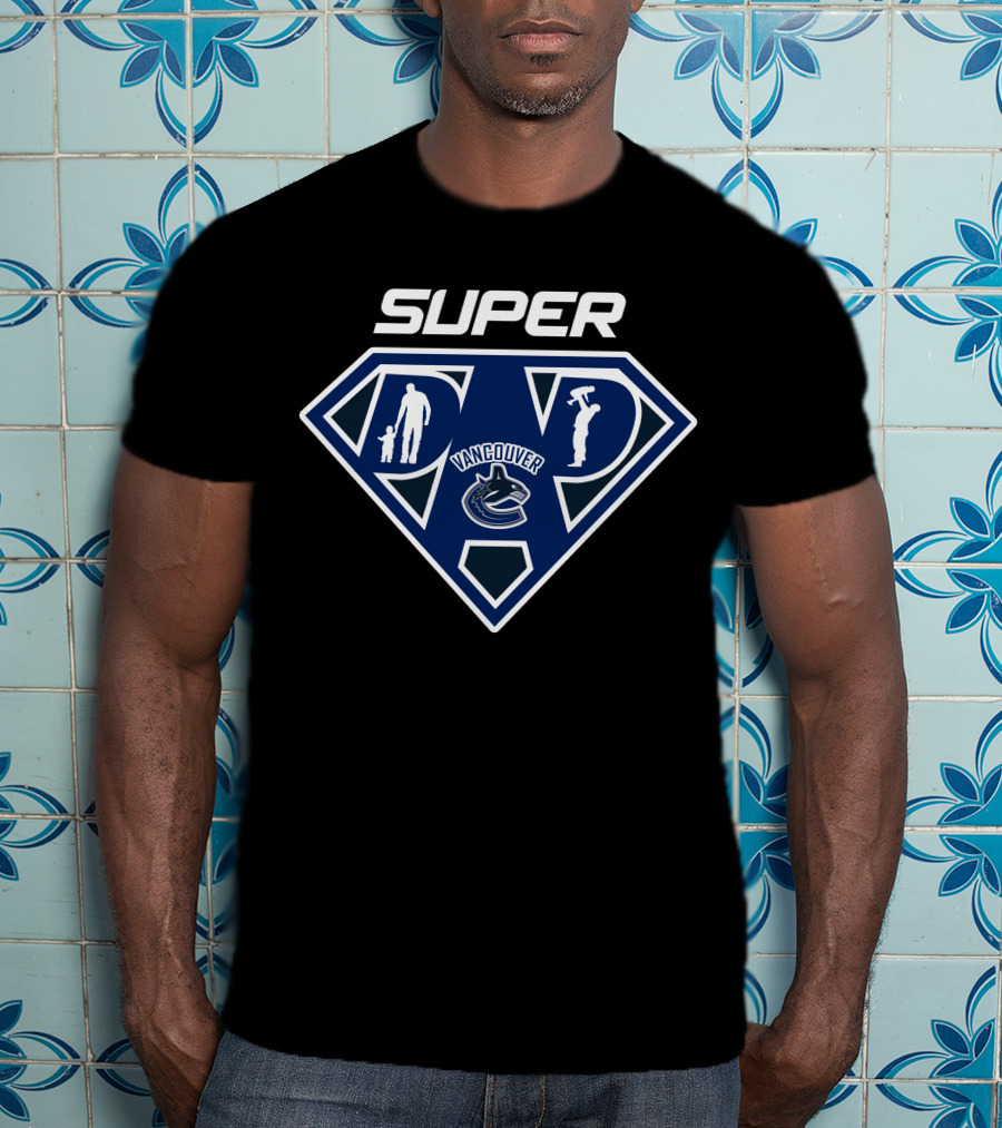 Vancouver Canucks Super Dad Hero Symbol With Logo And Figures T-Shirt