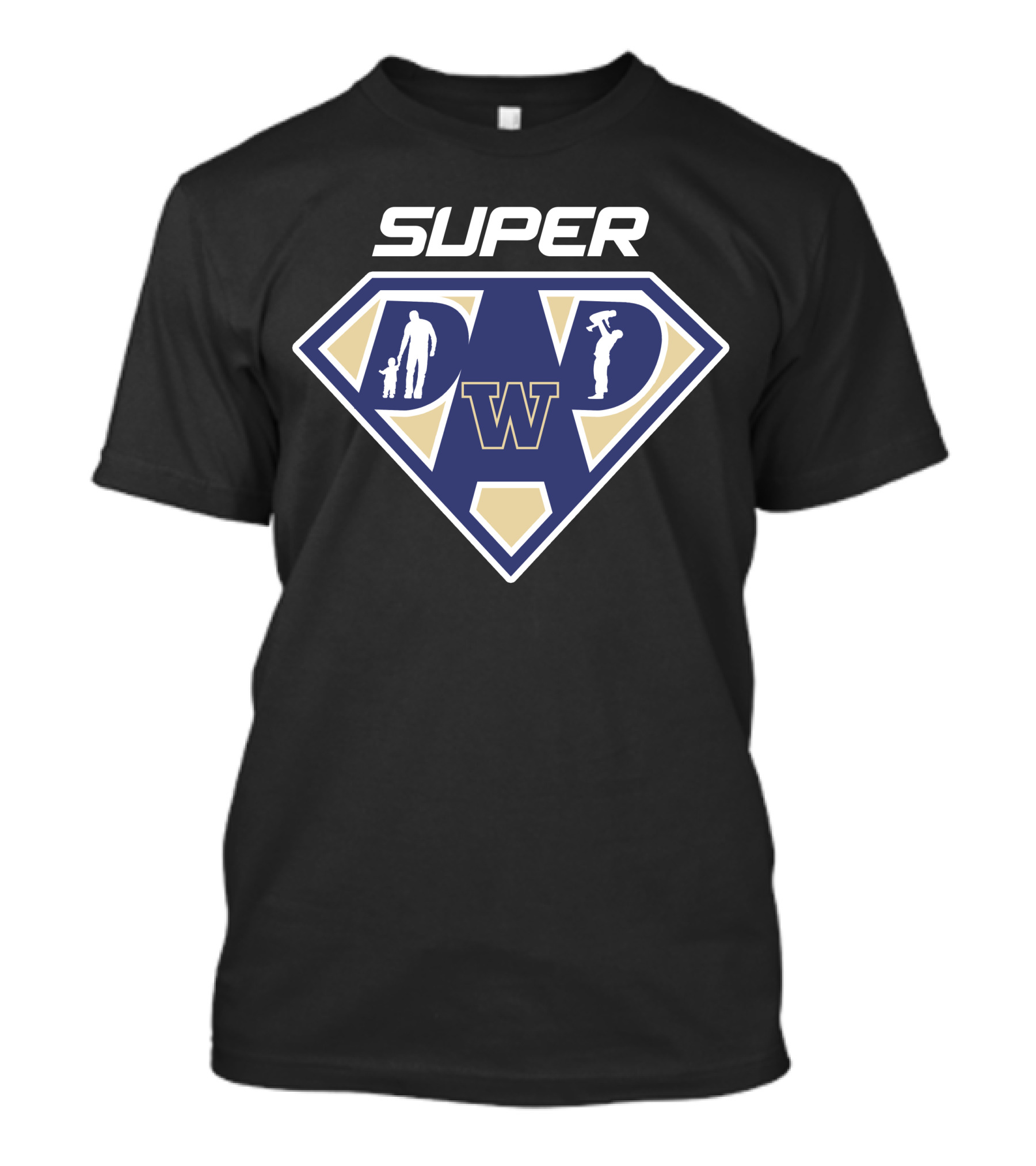 Washington Huskies Super Dad Logo With Iconic W Symbol And Silhouette T-Shirt