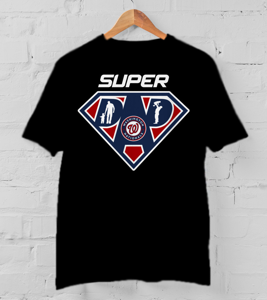Washington Nationals Super Dad Logo Featuring Baseball Silhouette And Child T-Shirt