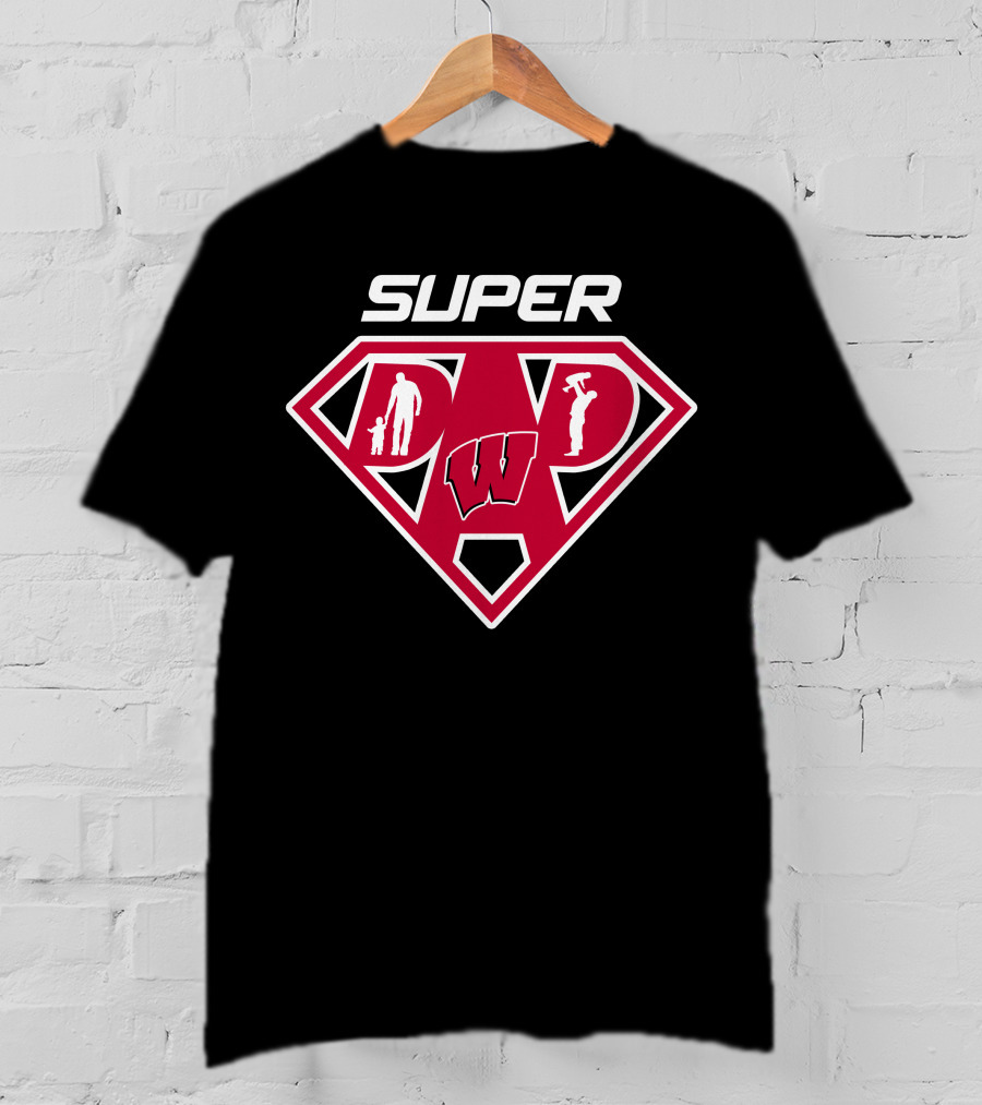 Super Wisconsin Badgers Dad Logo Plaque T-Shirt