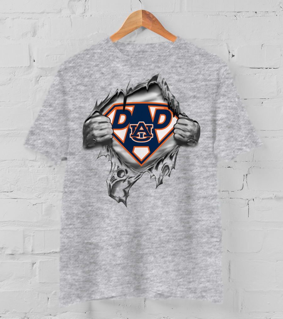 Auburn Tigers Super Dad Au Logo Dad Text Hero T-Shirt