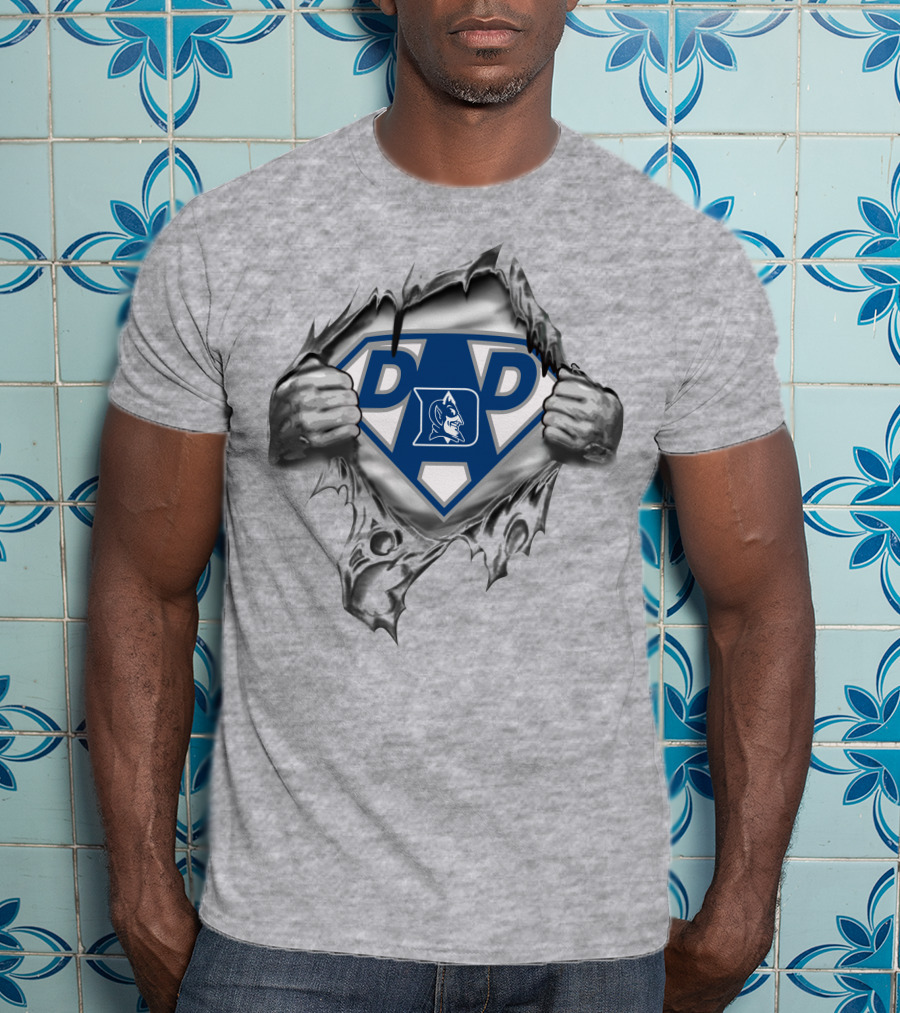 Duke Blue Devils Super Dad Logo With Ripping Hands T-Shirt