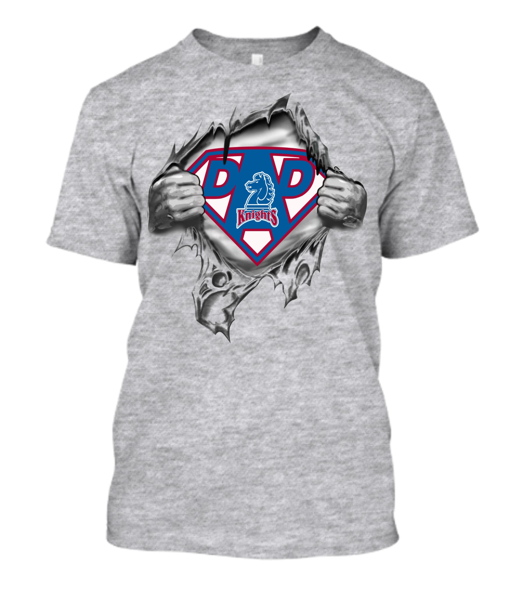 Fairleigh Dickinson Knights Super Dad Logo With Shield And Heroic Hands T-Shirt