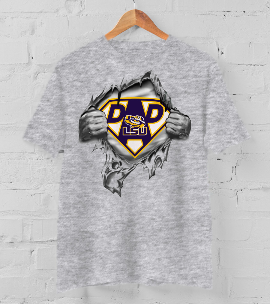 Lsu Tigers Dad Superhero Logo 80S Style T-Shirt