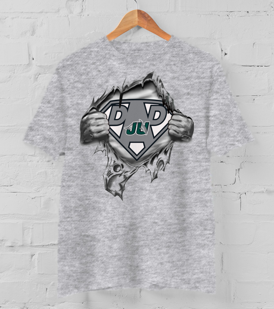 Jacksonville Dolphins Dad Superhero Tear Logo 96 T-Shirt
