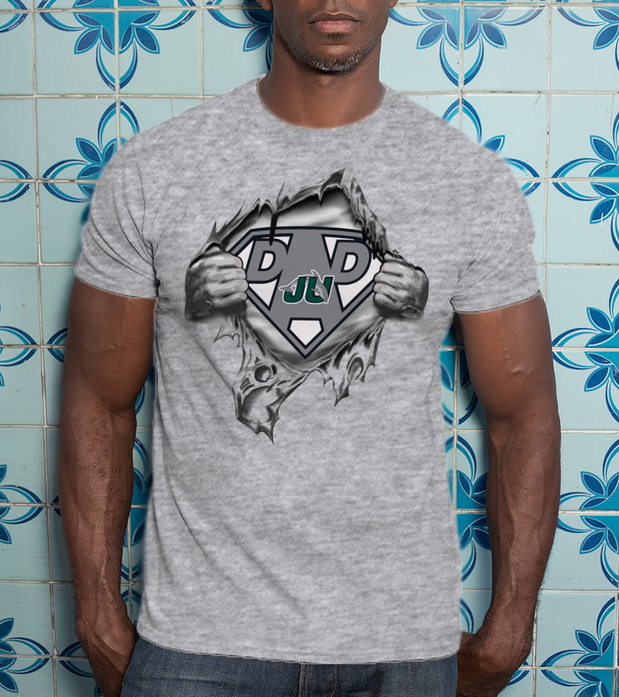 Jacksonville Dolphins Dad Superhero Tear Logo 96 T-Shirt