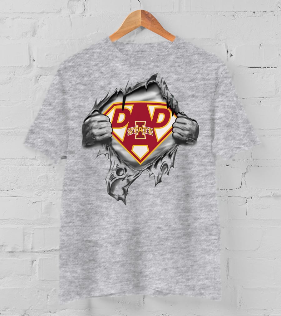 Iowa State Cyclones Dad Superhero Logo Tear T-Shirt