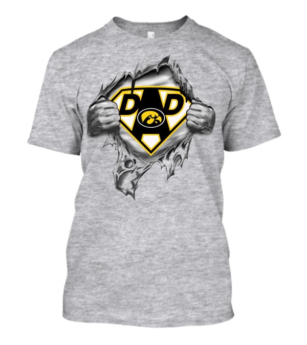 Iowa Hawkeyes Dad Superhero Logo Tear-Through T-Shirt