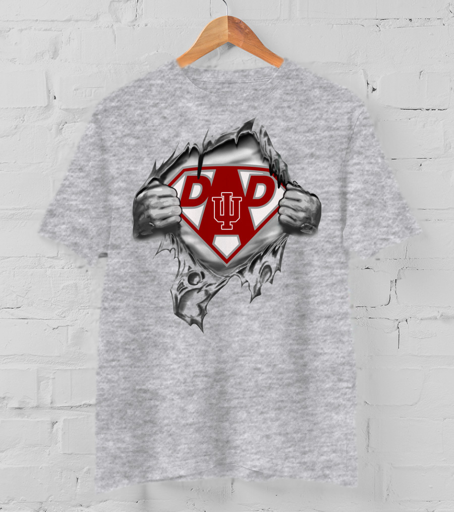 Indiana Hoosiers Super Dad With Iu Logo And Superman Symbol T-Shirt