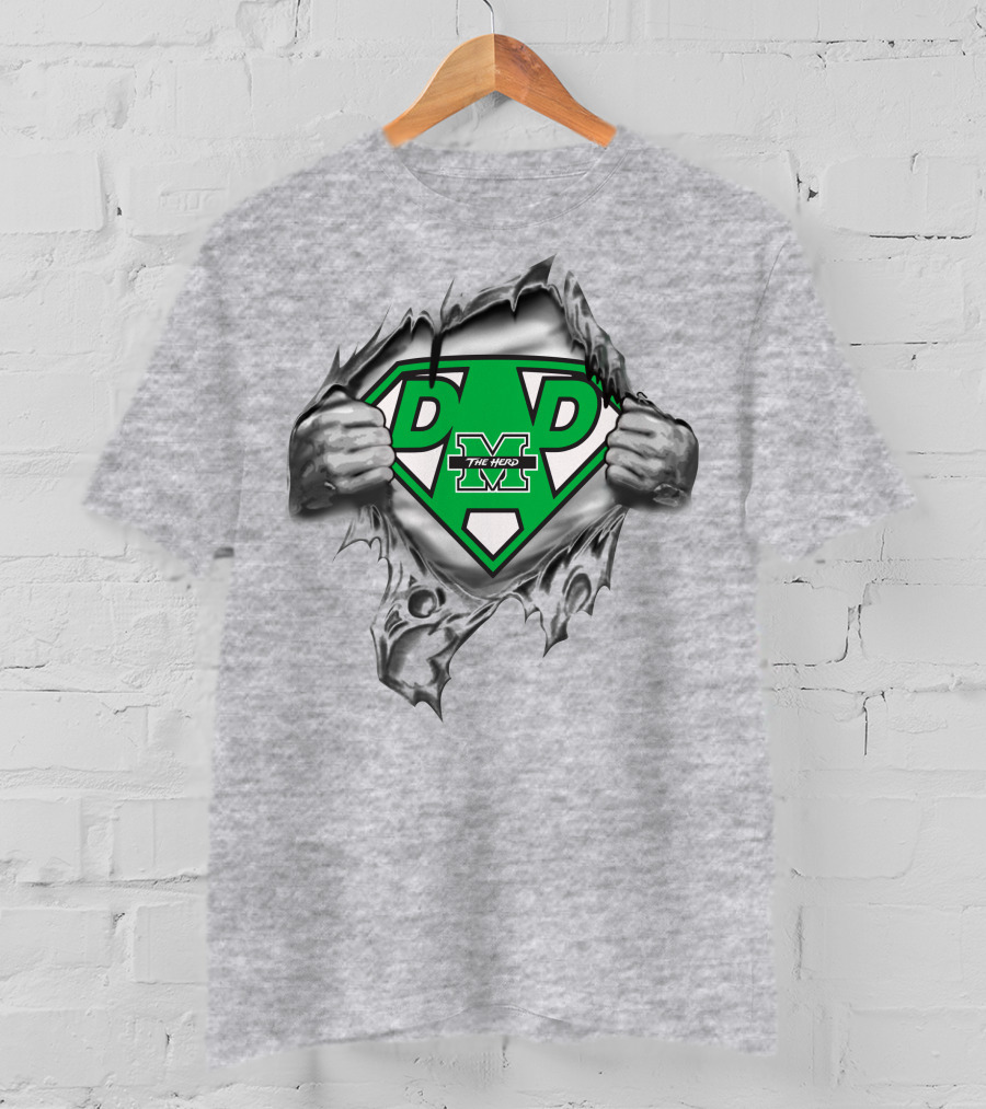Marshall Thundering Herd Super Dad Logo The Herd Superman Style T-Shirt