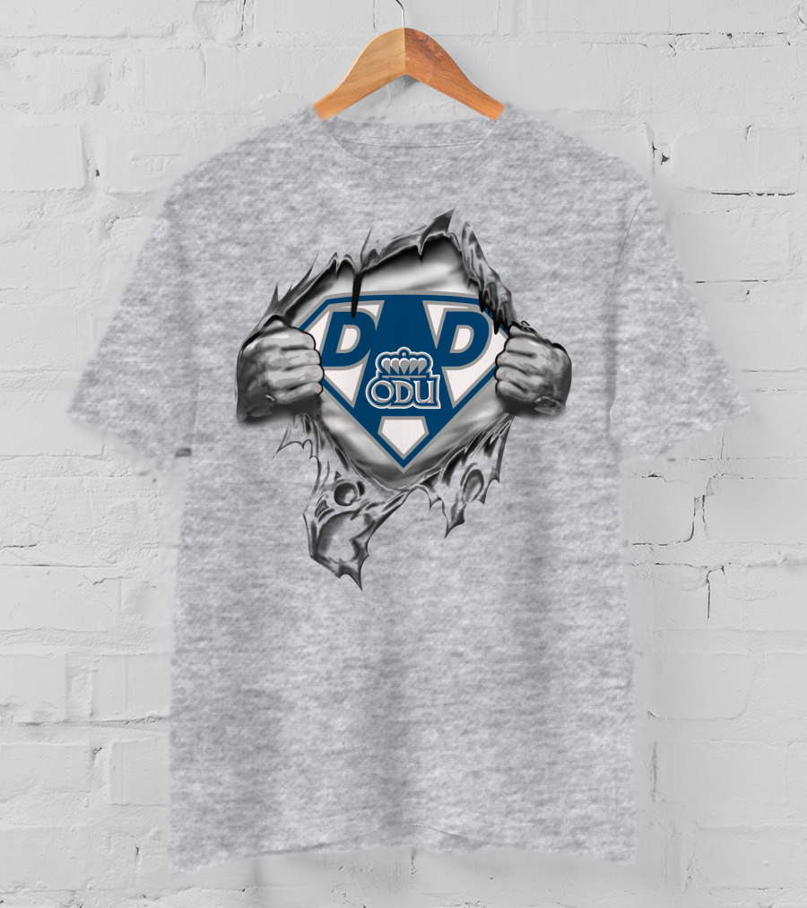 Old Dominion Monarchs Odu Super Dad Hero Shield T-Shirt