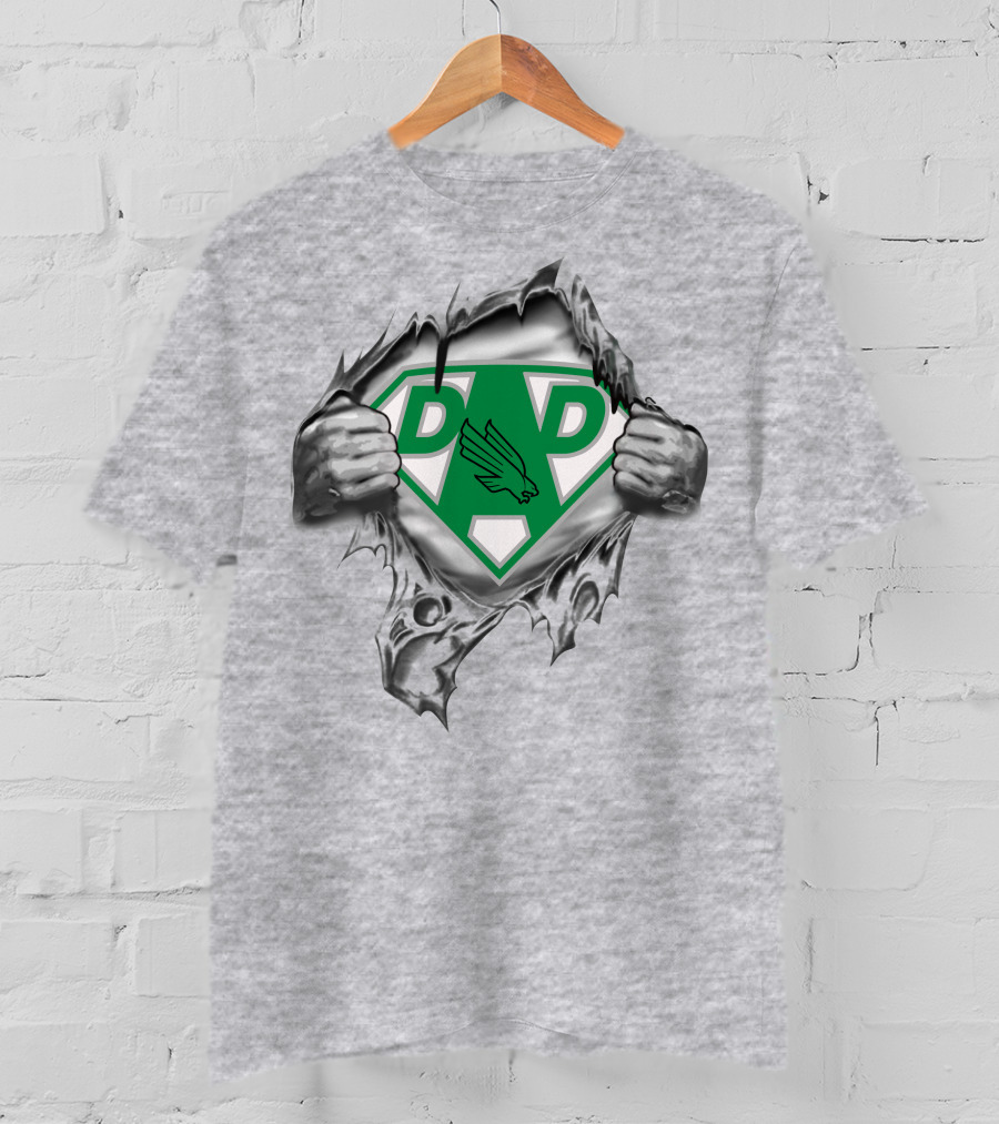 North Texas Mean Green Super Dad Logo With Eagle Symbol T-Shirt