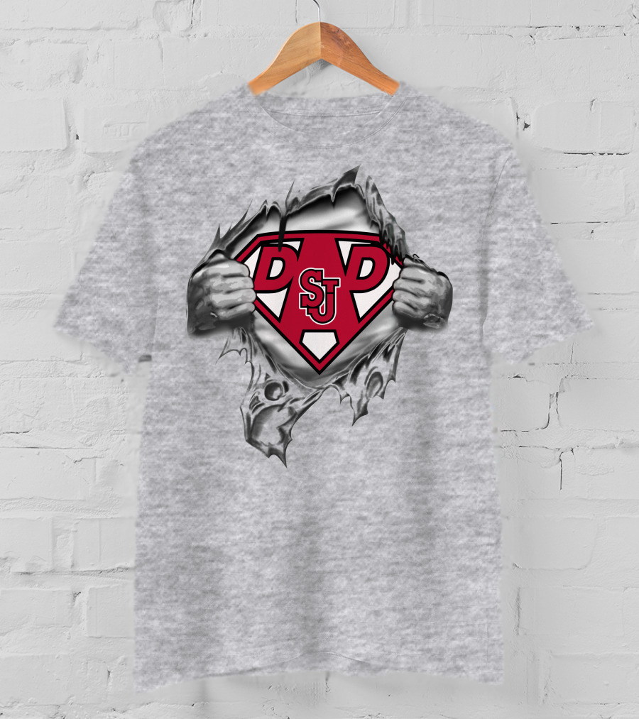 St John's Red Storm Super Dad Sj Logo Comic Style 196 T-Shirt