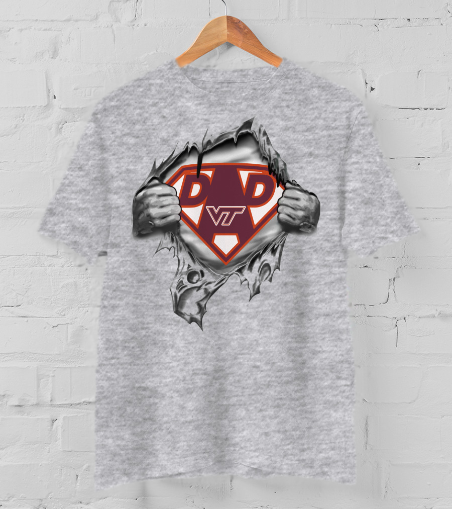 Virginia Tech Hokies Super Dad Vt Logo Superman T-Shirt