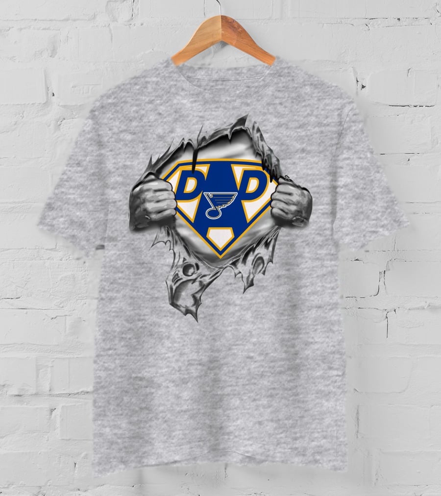 St Louis Blues Super Dad Hockey Hero T-Shirt