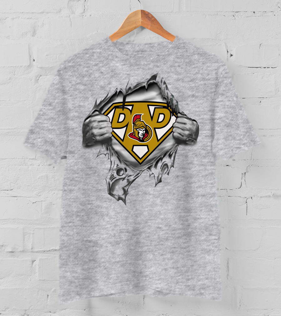 Ottawa Senators Super Dad Logo With Ripped Effect T-Shirt