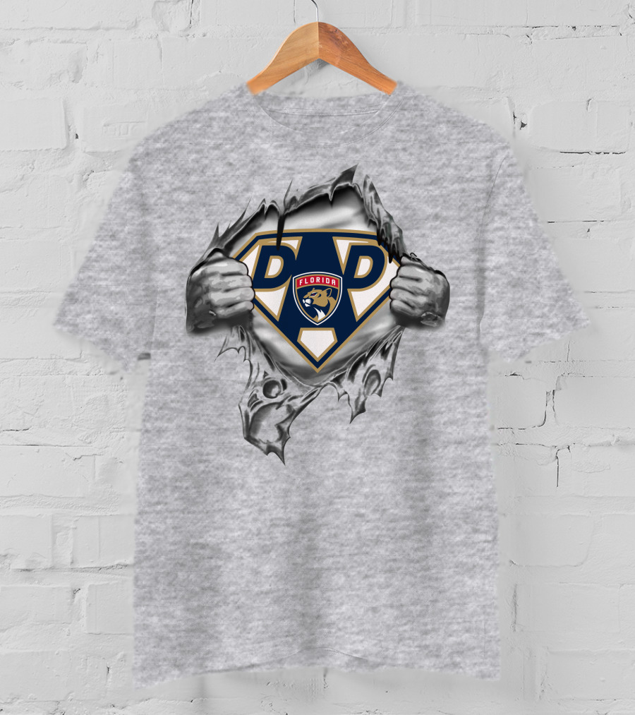 Florida Panthers Super Dad Emblem With Shield And Claw Marks T-Shirt