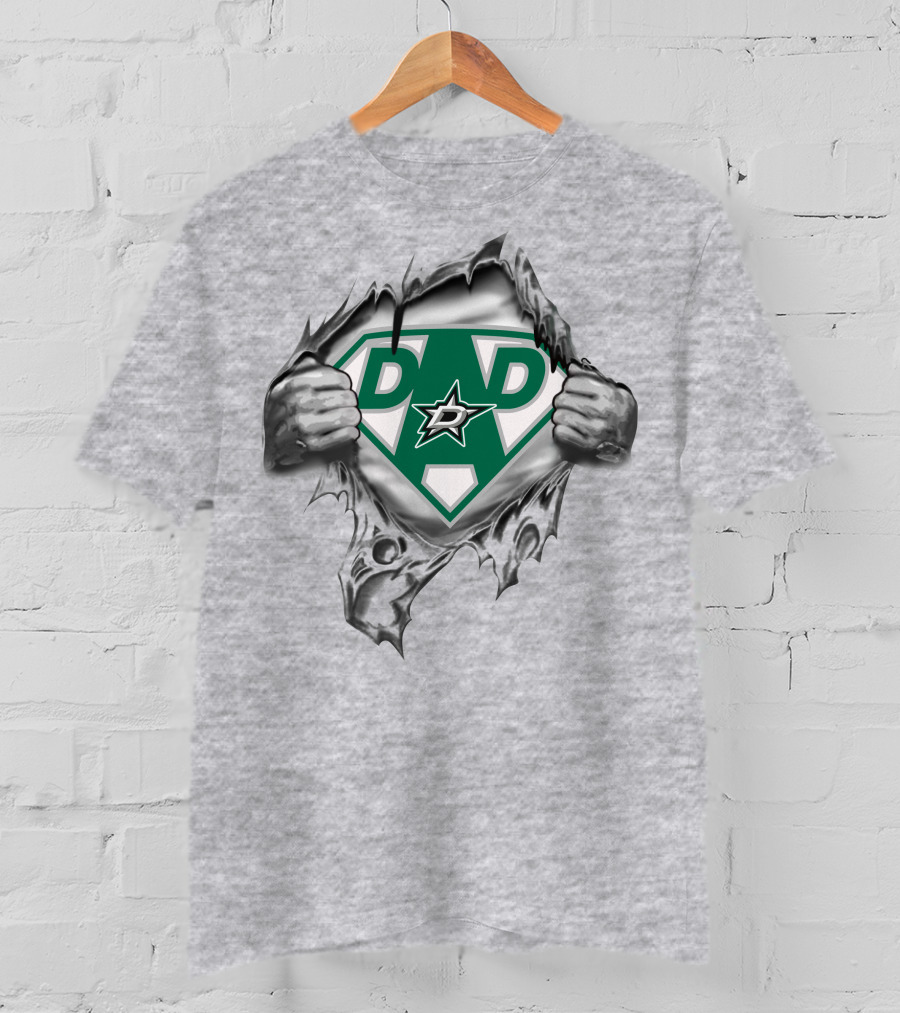 Dallas Stars Super Dad Symbol With Torn Metal T-Shirt