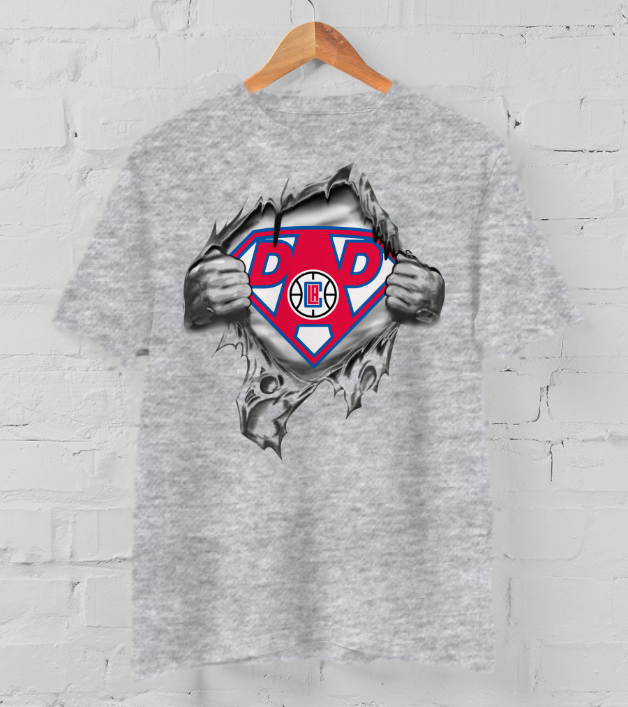 La Clippers Super Dad Superman Logo With Basketball T-Shirt