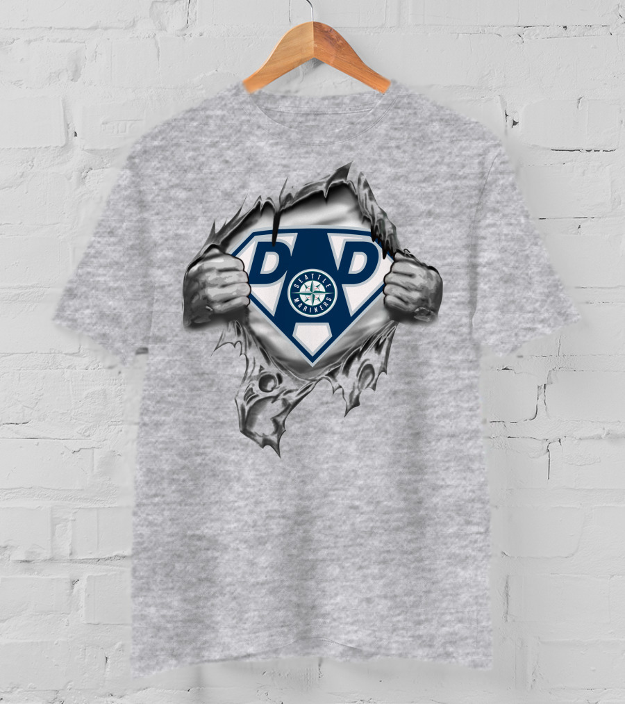 Seattle Mariners Dad Mariners Emblem Super Dad T-Shirt