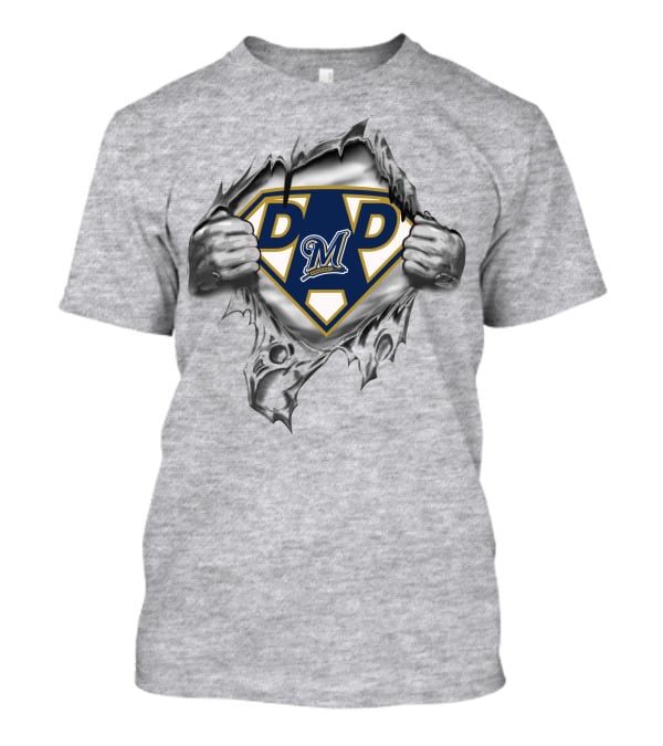 Milwaukee Brewers Super Dad Dp Batman Symbol T-Shirt
