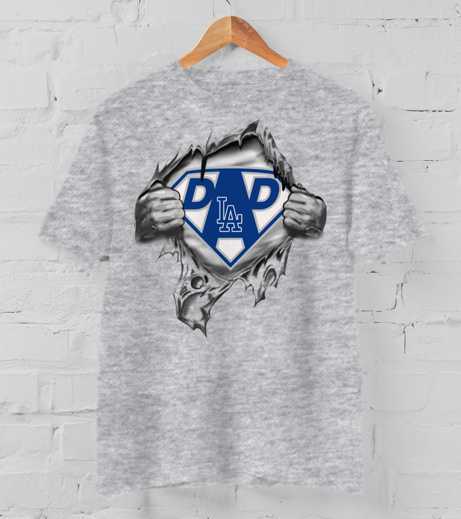 Los Angeles Dodgers Dad Superhero Dad Tear T-Shirt