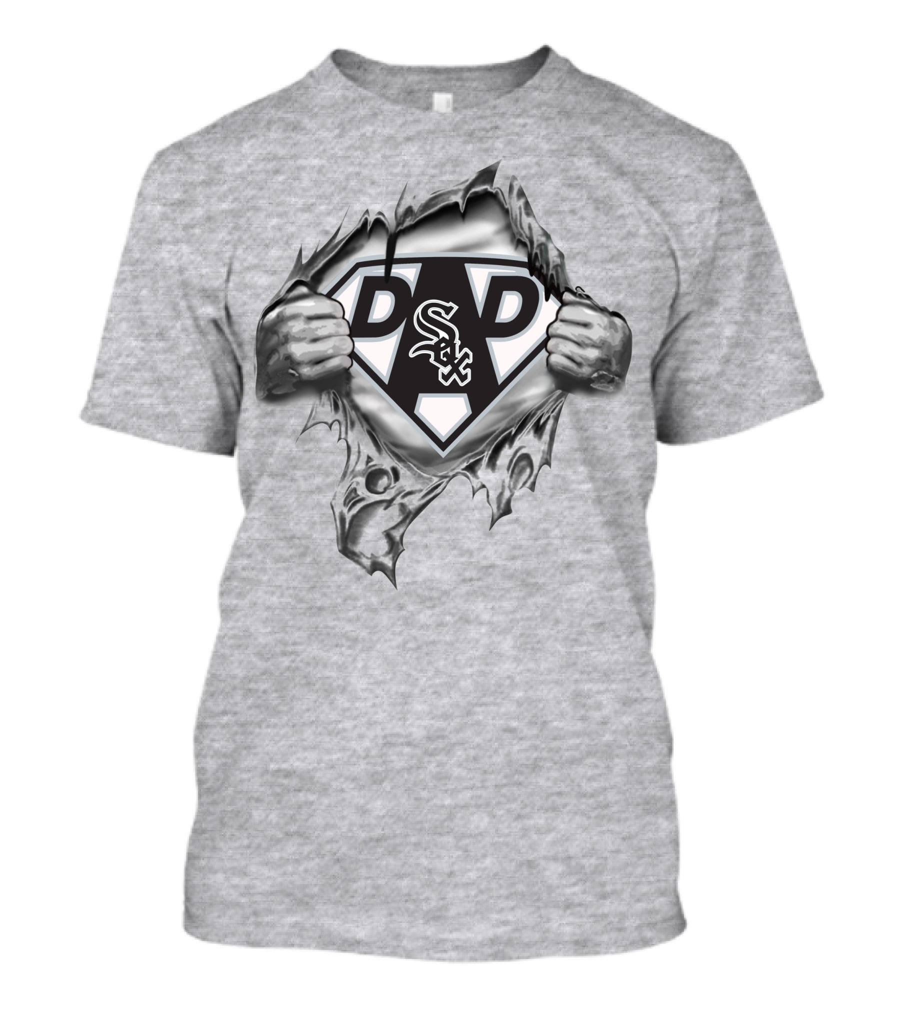 Super Dad Chicago White Sox Logo In Ripped T-Shirt