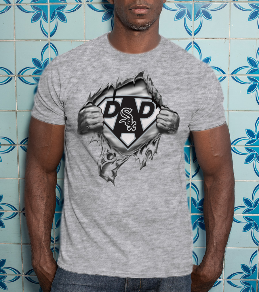 Super Dad Chicago White Sox Logo In Ripped T-Shirt