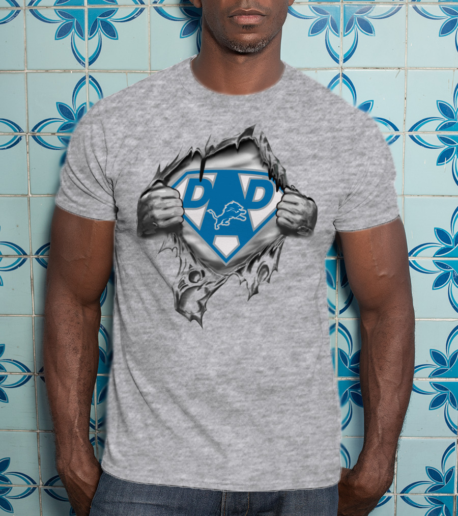 Detroit Lions Dad Super Hero T-Shirt