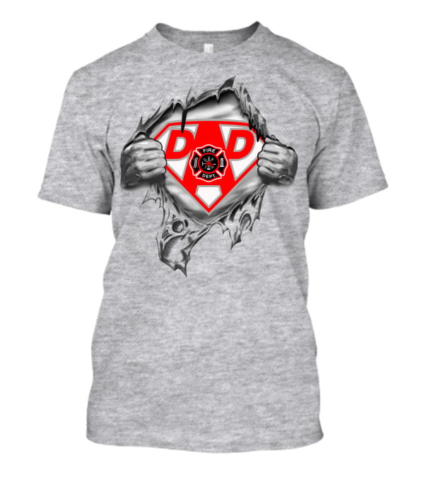 Fire Dept Super Dad Hero Shield T-Shirt
