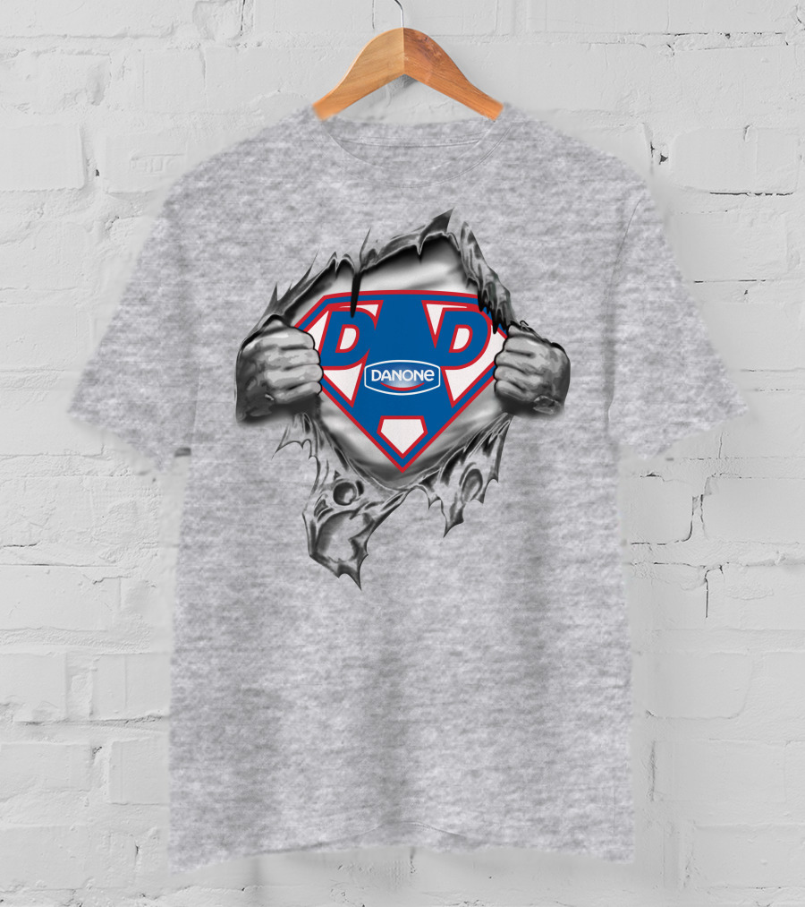 Dad Danone Superhero Logo With Ripped Suit T-Shirt