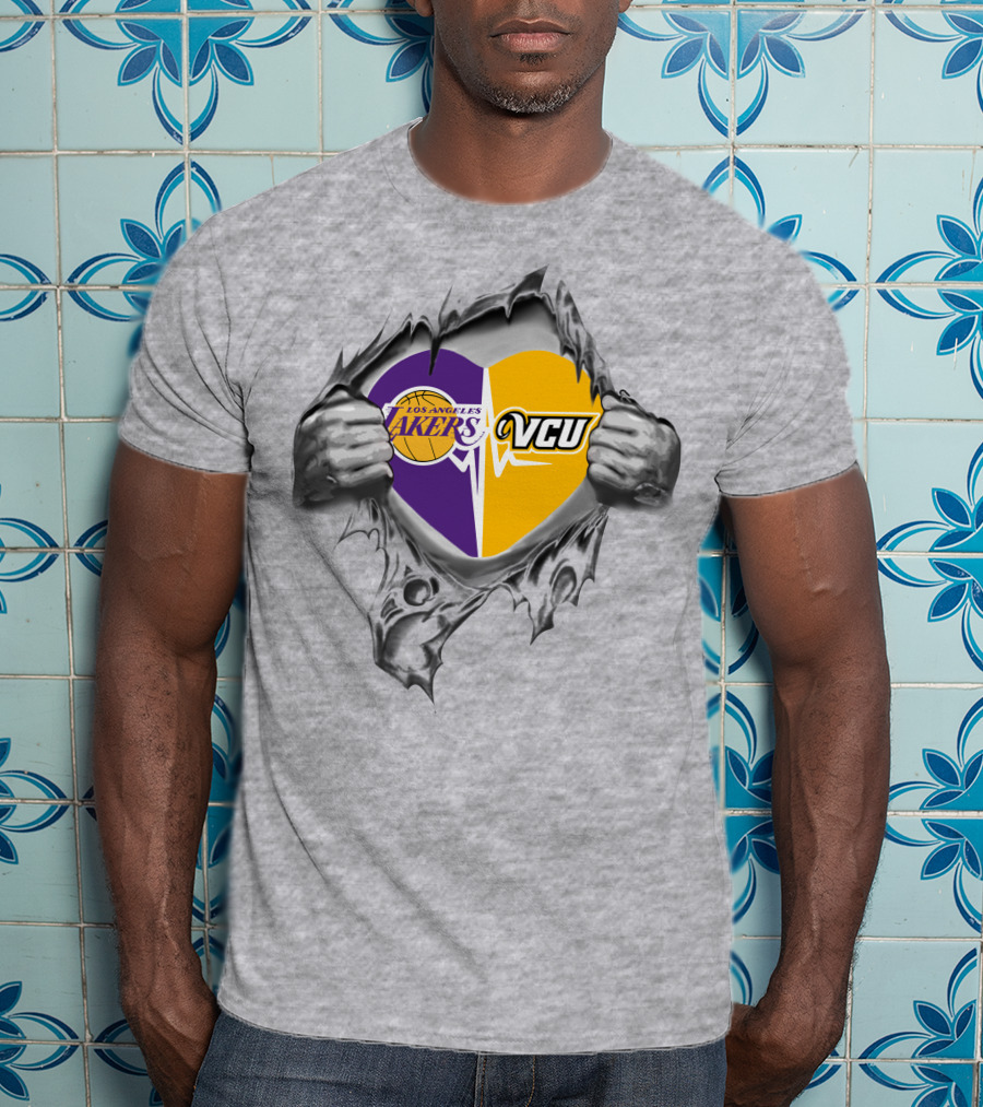 Los Angeles Lakers Vcu Rams Heart Inside My Heart T-Shirt