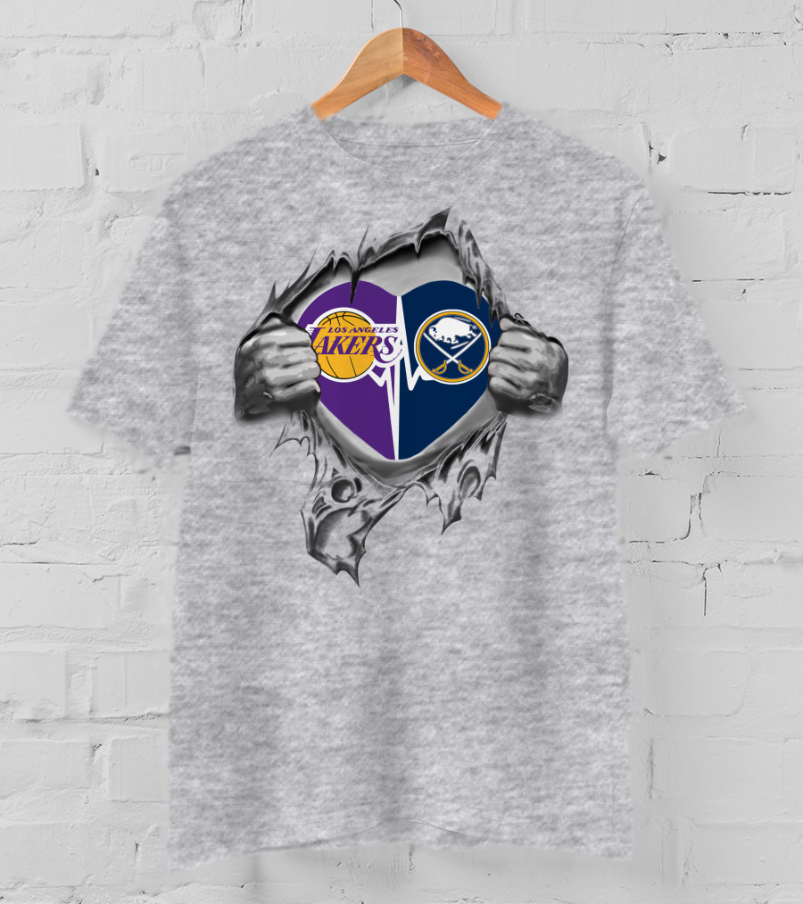 Los Angeles Lakers Buffalo Sabres Heartbeat Passion T-Shirt