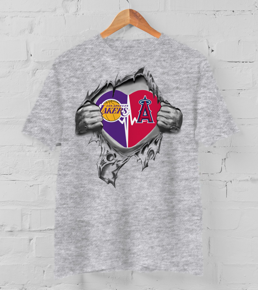 Lakers Los Angeles Angels Heartbeat Fans Unity T-Shirt